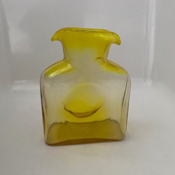 RARE! VINTAGE Blenko Handblown Glass 384 Lemon Yellow Water Bottle Pitcher - Picture 1 of 11